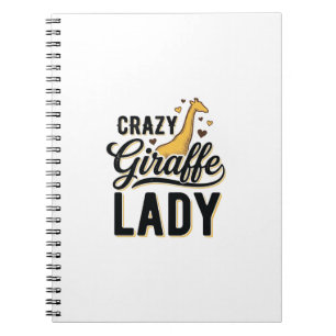 Crazy Giraffe Lady Vintage Engraving Shirt Design  Notebook