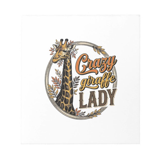Crazy Giraffe Lady Vintage Engraving Shirt Design_ Notepad (Front)