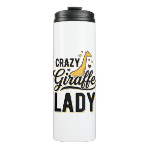Crazy Giraffe Lady Vintage Engraving Shirt Design Thermal Tumbler