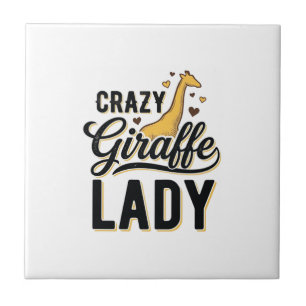 Crazy Giraffe Lady Vintage Engraving Shirt Design Tile