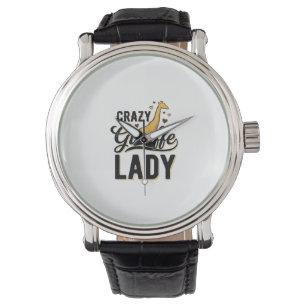 Crazy Giraffe Lady Vintage Engraving Shirt Design  Watch