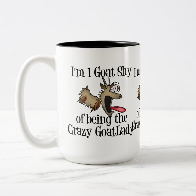 Crazy Goat Lady GetYerGoat Two-Tone Coffee Mug (Left)
