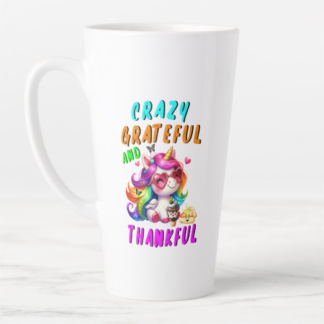 Crazy Grateful And Thankful Latte Mug (Left)