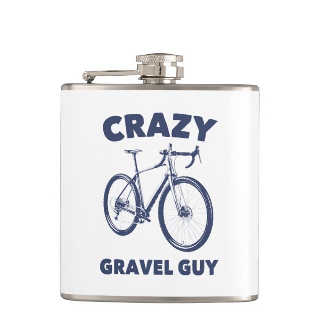 Crazy Gravel Guy Cycling Hip Flask (Front)