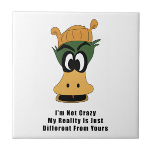 Crazy Green Cartoon Duck Different Reality Tile