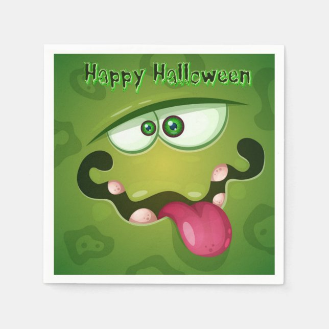 Crazy Green Monster Face Napkin (Front)