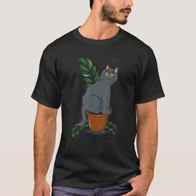Crazy Grey Cat  Animal  for Cat T-Shirt (Front)