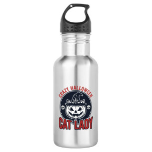 Crazy Halloween Cat Lady Vintage Witch Cat Shirt_1 532 Ml Water Bottle