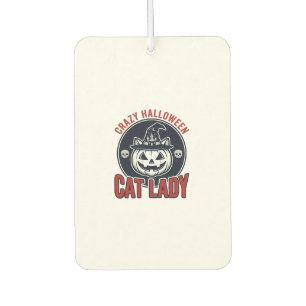 Crazy Halloween Cat Lady Vintage Witch Cat Shirt_1 Car Air Freshener