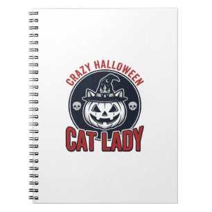 Crazy Halloween Cat Lady Vintage Witch Cat Shirt_1 Notebook