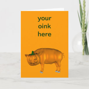 Crazy Halloween Pig Card