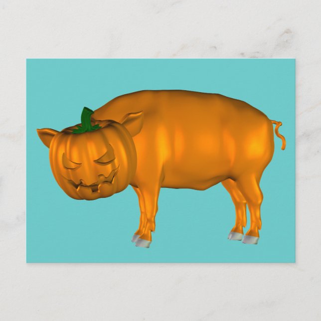 Crazy Halloween Pig Postcard (Front)
