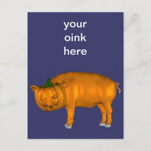 Crazy Halloween Pig Postcard