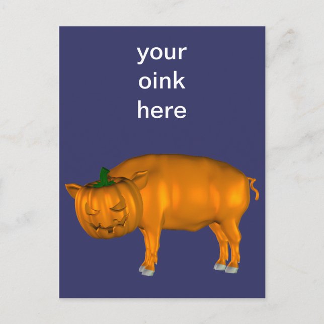 Crazy Halloween Pig Postcard (Front)