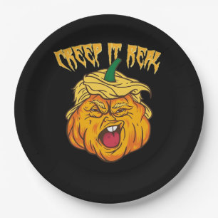 Crazy Halloween Pumpkin Trumpkin Costume Paper Plate