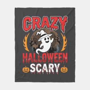 Crazy Halloween Scary Ghost and Pumpkin Design Fleece Blanket