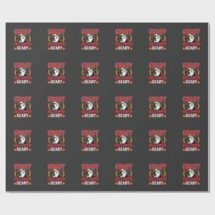 Crazy Halloween Scary Ghost and Pumpkin Design Wrapping Paper