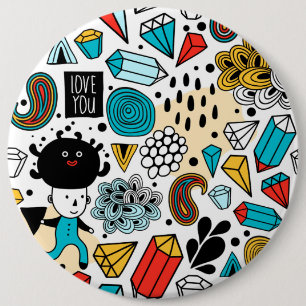 Crazy head 6 cm round badge