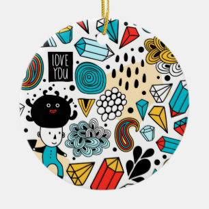 Crazy head ceramic tree decoration