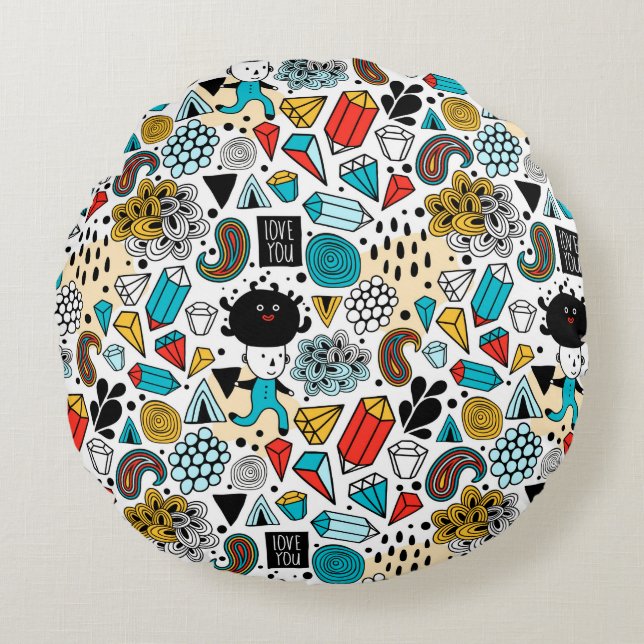 Crazy head round cushion (Front)