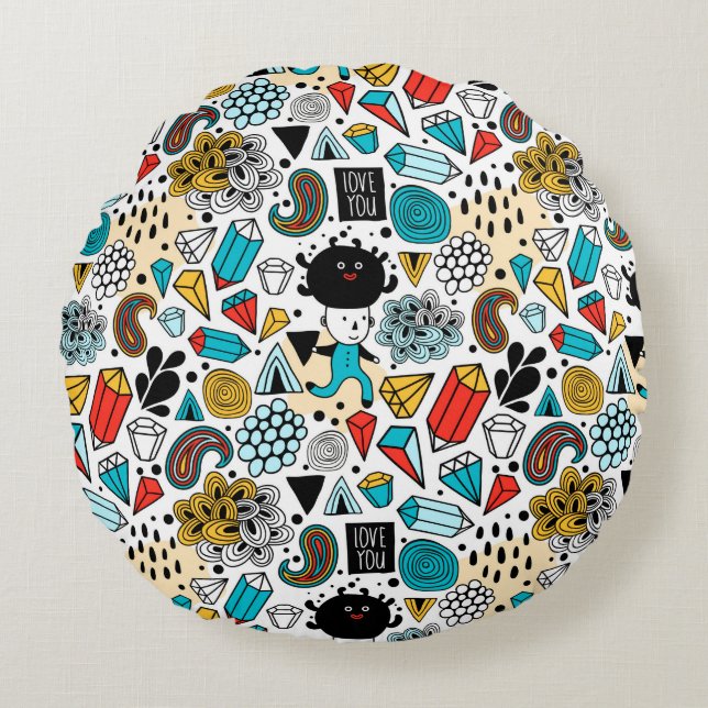 Crazy head round cushion (Front)