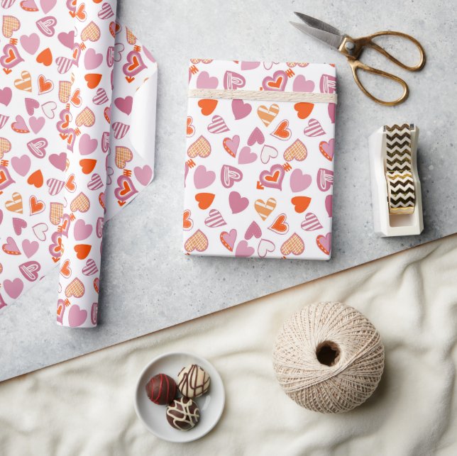 Crazy Hearts Doodle Valentine Wrapping Paper (Crafts)