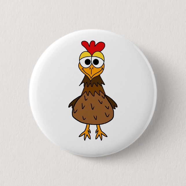 Crazy Hen 6 Cm Round Badge (Front)