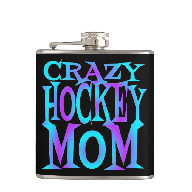Crazy Hockey Mum Hip Flask (Front)