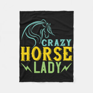 Crazy Horse Lady Horse Lover Women Horseback Ridin Fleece Blanket