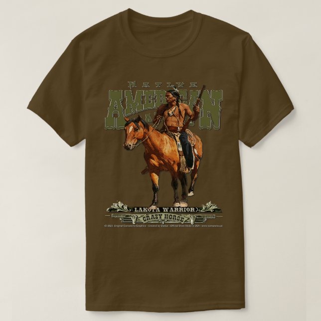 Crazy Horse Lakota Warrior T-Shirt (Design Front)
