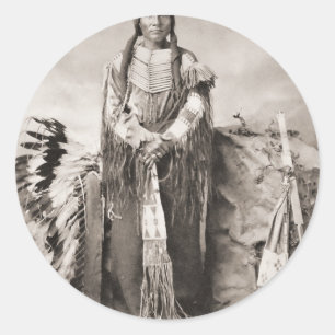 Crazy Horse Portrait Classic Round Sticker