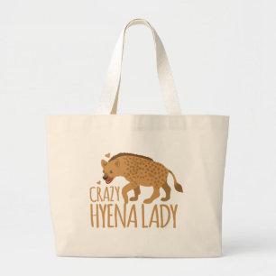 crazy hyena lady large tote bag