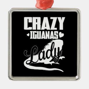 Crazy Iguana Lady Metal Tree Decoration