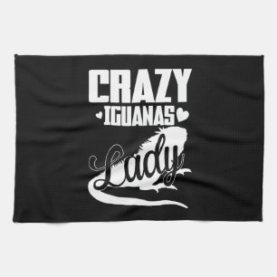 Crazy Iguana Lady Tea Towel