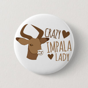 crazy impala lady 6 cm round badge