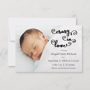 Crazy in Love - 3x5 Birth Announcement