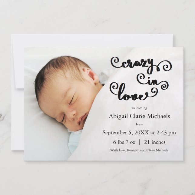 Crazy in Love - Birth Announcement (Front)