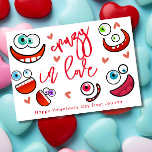 Crazy in love funy crazy faces valentine's day holiday card