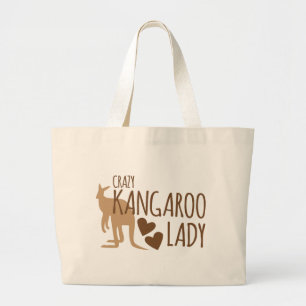 Crazy Kangaroo Lady Large Tote Bag