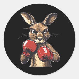 Crazy Kangaroo With Boxing Gloves For A Wild Punch Classic Round Sticker