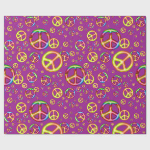 Crazy Kids Colors-PEACE OUT,Purple-Gift Wrap Wrapping Paper