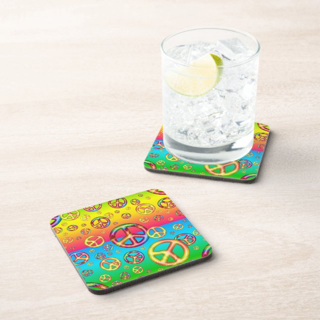 Crazy Kids Colours-PEACE OUT-Drink Coasters (Right Side)