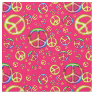 Crazy Kids Colours-Peace Out Pink-Zazzle Fabric