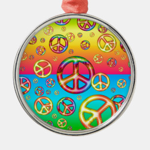 Crazy Kids Colours-PEACE OUT-Round Ornament