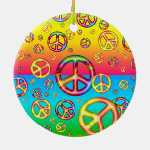 Crazy Kids Colours-PEACE OUT-Round Ornament