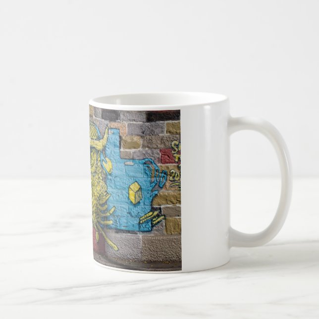 Crazy Kind Of Fantasy Horned Owl Graffiti Coffee Mug (Right)