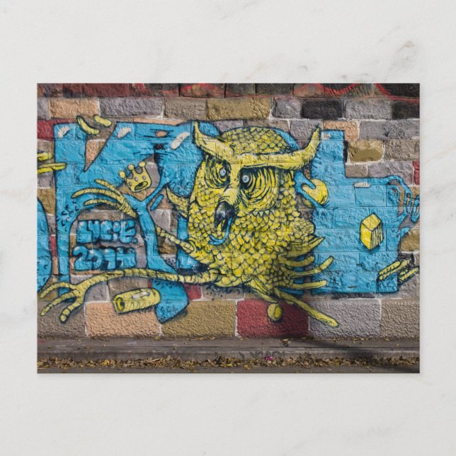 Crazy Kind Of Fantasy Horned Owl Graffiti Postcard (Front)