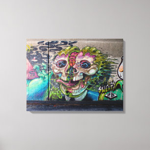 Crazy Kind Of Horror Skull Graffiti Canvas Print