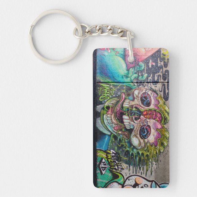 Crazy Kind Of Horror Skull Graffiti Key Ring (Front)