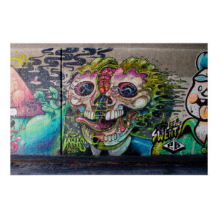 Crazy Kind Of Horror Skull Graffiti Poster